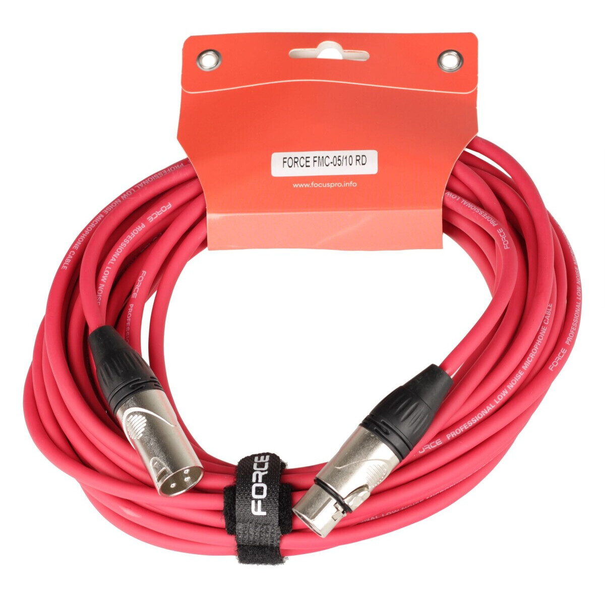 Кабель микрофонный XLR (M) - XLR (F), 10м, FORCE FMC-05 Red - FMC-05/10 RD - фото 2