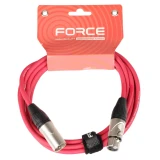Кабель микрофонный XLR (M) - XLR (F), 3м, FORCE FMC-05 Red (FMC-05/3 RD)