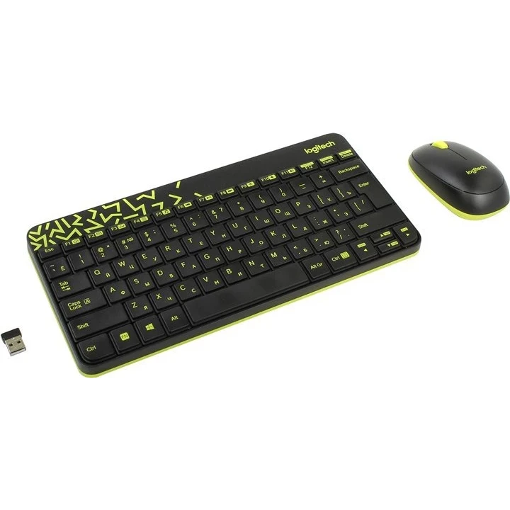 ..... Клав. + мышь Logitech Wireless Combo MK240 Nano Black/Yellow (920-008198) (v4e9) повр. упаковка - 920-008213/920-008198