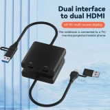 Переходник USB A (M)/USB Type-C  (M) - 2x HDMI (F), KS-IS KS-821L1