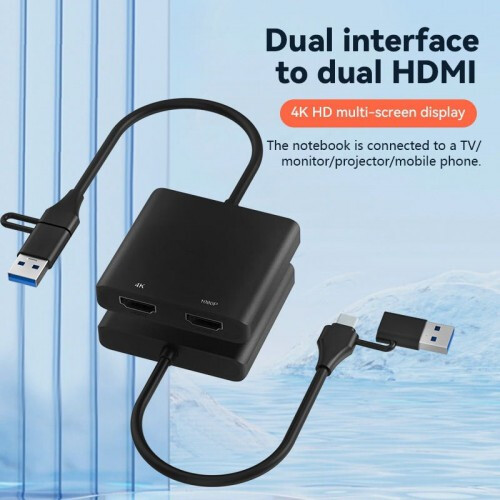 Переходник USB A (M)/USB Type-C  (M) - 2x HDMI (F), KS-IS KS-821L1 - фото 2