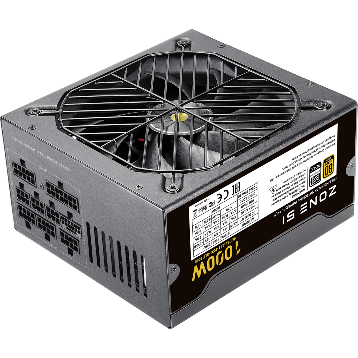 Блок питания 1000W ZONE 51 Apex 80 Plus Gold Black - Z51-PSU-GLD1000 - фото 4