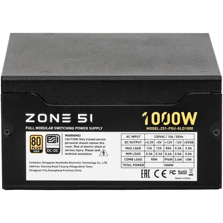 Блок питания 1000W ZONE 51 Apex 80 Plus Gold Black - Z51-PSU-GLD1000 - фото 3