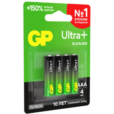Батарейка GP 24A Ultra Plus G-tech Alkaline (AAA, 4 шт.) - 4891199238055 - фото 2