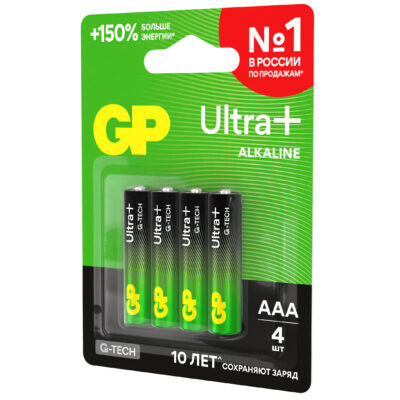 Батарейка GP 24A Ultra Plus G-tech Alkaline (AAA, 4 шт.) - 4891199238055 - фото 3