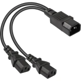 Кабель питания C14 - 2x C13, 0.3м, KS-IS KS-930B