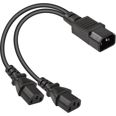 Кабель питания C14 - 2x C13, 0.3м, KS-IS KS-930B