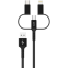 Кабель USB - microUSB/USB Type-C/Lightning, 1м, PERO DC06 Black - PRDC-06U1MB