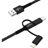 Кабель USB - microUSB/USB Type-C/Lightning, 1м, PERO DC06 Black (PRDC-06U1MB)