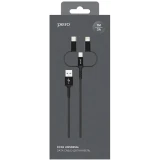 Кабель USB - microUSB/USB Type-C/Lightning, 1м, PERO DC06 Black (PRDC-06U1MB)