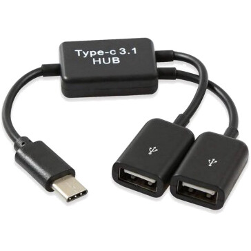 Переходник USB Type-C (M) - 2x USB (F),  KS-IS KS-813