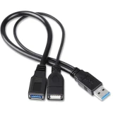Разветвитель 2x USB A (F) - USB A (M), 0.3м, KS-IS KS-404