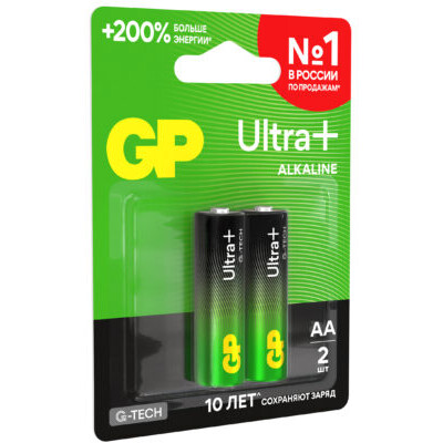 Батарейка GP 15A Ultra Plus G-tech Alkaline (AA, 2 шт.) (15AUPA21-2CRSBNN2) - 4891199238024 - фото 2