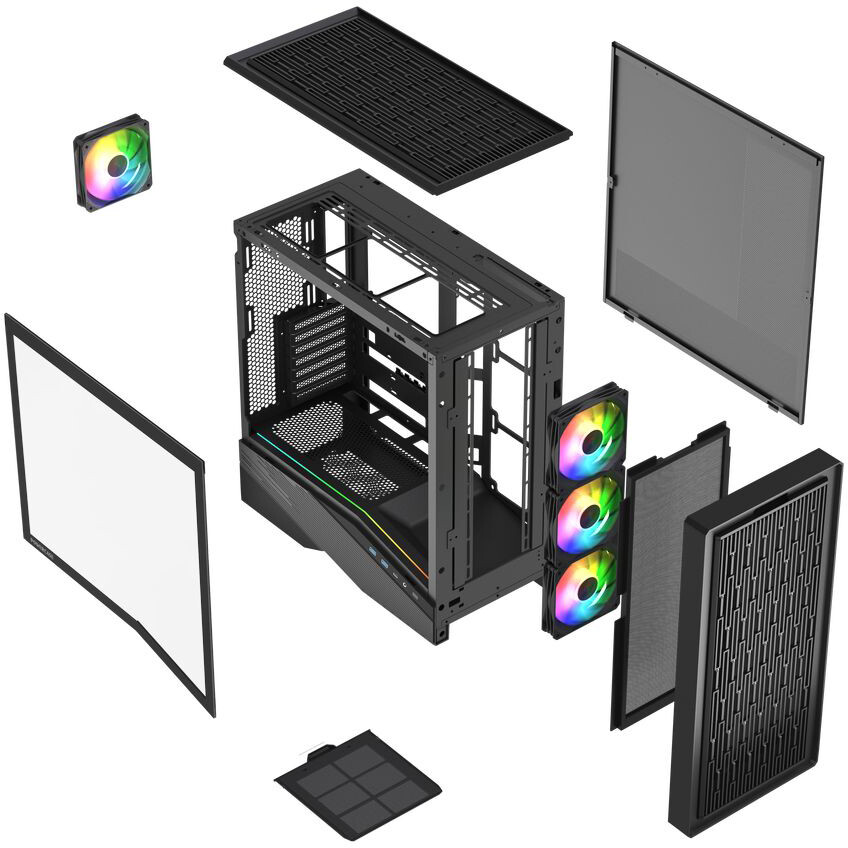 Корпус Powercase Intro ARGB Black - CJ235IB-A4 - фото 8