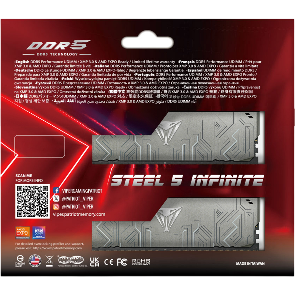 Оперативная память 32GB DDR5 6400MHz Patriot Viper Steel 5 Infinite (VI532G64C36K) (2x16GB KIT) - фото 4