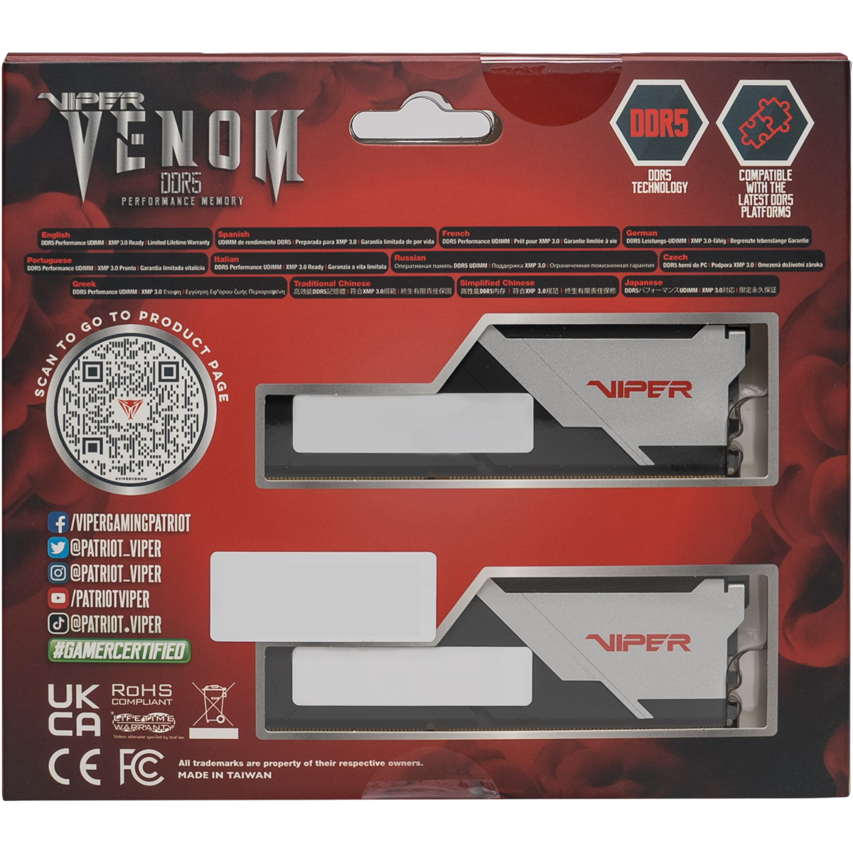 Оперативная память 32GB DDR5 6000MHz Patriot Viper Venom (PVV532G600C30K) (2x16GB KIT) - фото 7