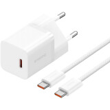 Сетевое зарядное устройство Baseus GaN5 Mini 30W White + Type-C Cable (P10110902213-00)