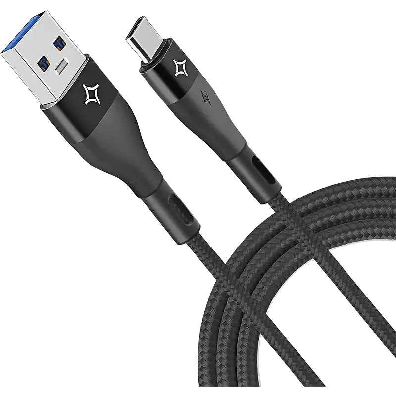 Кабель USB - USB Type-C, 1м, Stellarway STWPRO-CAB-A/C-1-NLN Black - STWPRO-CAB-A/C-1-NLN-Black