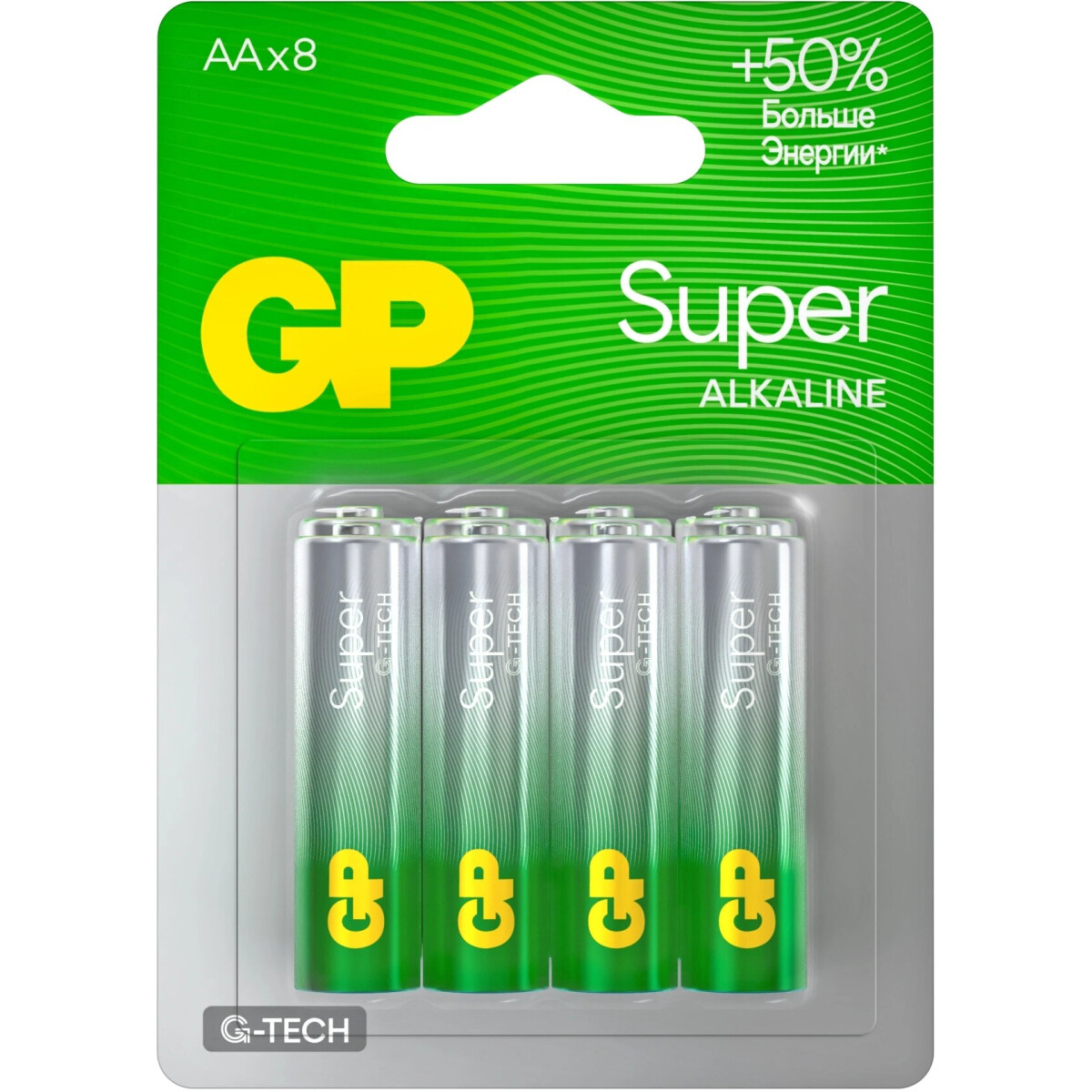 Батарейка GP 15A G-tech Super Alkaline (AA, 8 шт.) - GP15AA21-2CRSBC8