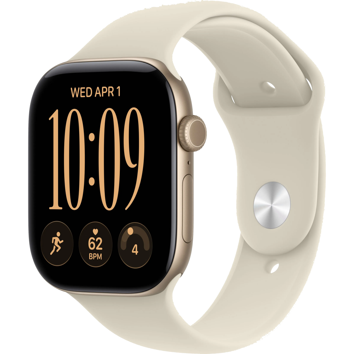 Умные часы Apple Watch Series 12 46mm Light Gold Aluminium Case with Sand Sport Band M/L (MJEP4)