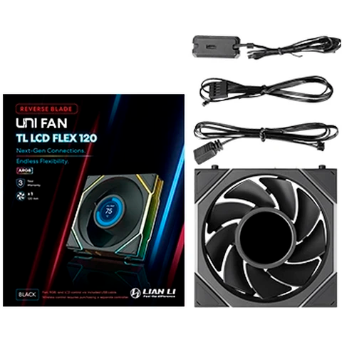 Вентилятор для корпуса Lian Li UNI Fan TL LCD Flex Reverse 120 Black - G9F.12RTLLCD1F1B.R0 - фото 6