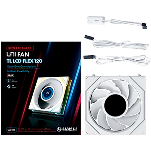 Вентилятор для корпуса Lian Li UNI Fan TL LCD Flex Reverse 120 White - G9F.12RTLLCD1F1W.R0 - фото 6