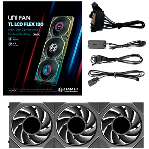 Вентилятор для корпуса Lian Li UNI Fan TL LCD Flex 120 Black (3 шт.) - G9F.12TLLCD1F3B.R0 - фото 7