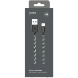 Кабель USB - Lightning, 1м, PERO DC04 Black/Silver (PRDC-048P1MSB)