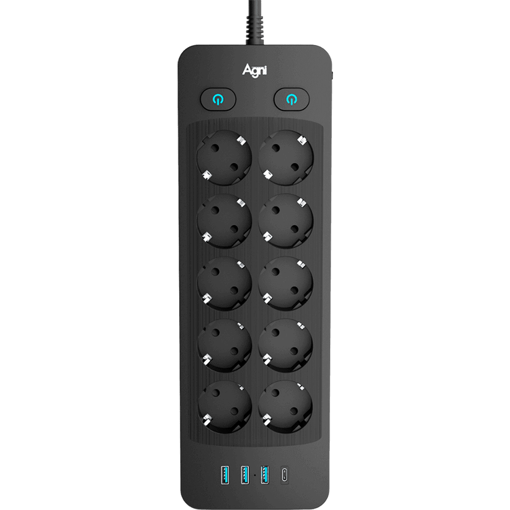 Сетевой фильтр AGNI TP-FO4U10E-C-2m-Black