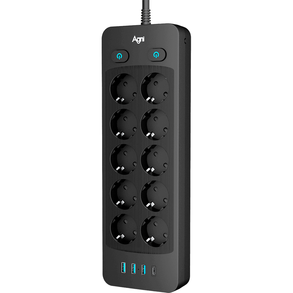 Сетевой фильтр AGNI TP-FO4U10E-C-2m-Black - фото 2