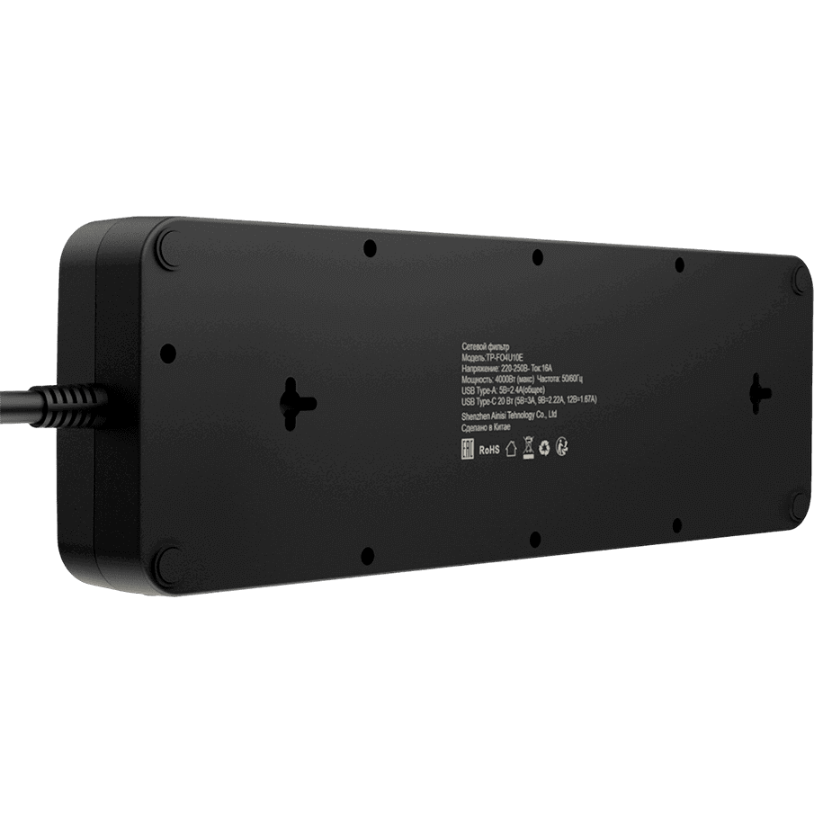 Сетевой фильтр AGNI TP-FO4U10E-C-2m-Black - фото 3