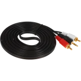 Кабель 3.5 Jack (M) - 2x RCA (M), 3м, Leef LF-CAB-AUXRCA-PVC-3 Black (LF-CAB-AUXRCA-PVC-3-black)