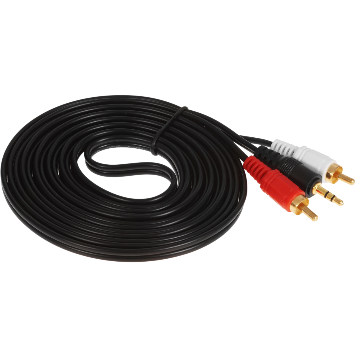 Кабель 3.5 Jack (M) - 2x RCA (M), 3м, Leef LF-CAB-AUXRCA-PVC-3 Black - LF-CAB-AUXRCA-PVC-3-black