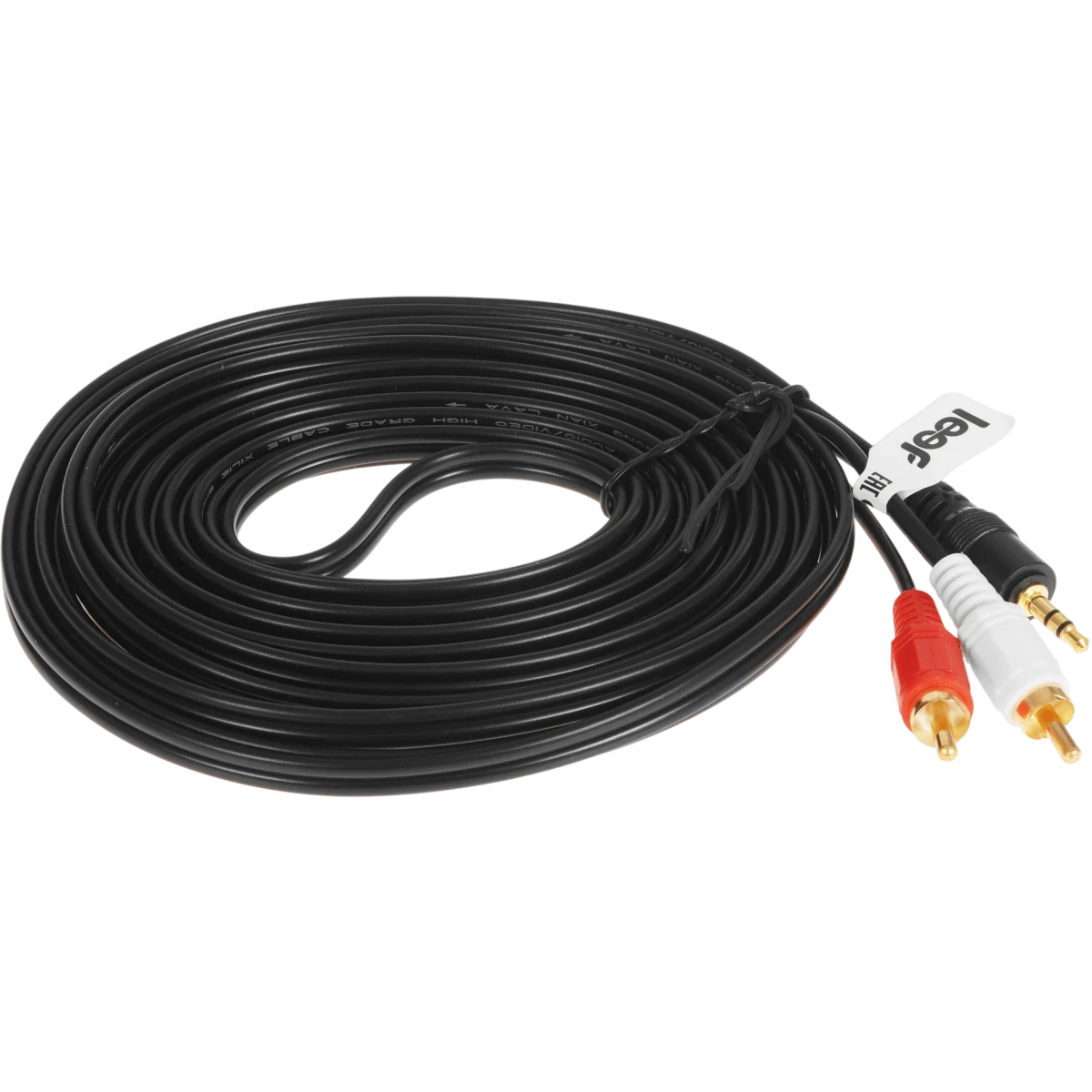 Кабель 3.5 Jack (M) - 2x RCA (M), 5м, Leef LF-CAB-AUXRCA-PVC-5 Black - LF-CAB-AUXRCA-PVC-5-black