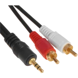 Кабель 3.5 Jack (M) - 2x RCA (M), 5м, Leef LF-CAB-AUXRCA-PVC-5 Black (LF-CAB-AUXRCA-PVC-5-black)