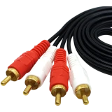 Кабель 2x RCA (M) - 2x RCA (M), 1м, Leef LF-CAB-RCA-PVC-1 Black (LF-CAB-RCA-PVC-1-black)