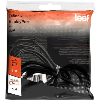 Кабель DisplayPort - VGA, 1м, Leef LF-CAB-DSPL1.4VGA-PVC-1 Black - LF-CAB-DSPL1.4VGA-PVC-1-black - фото 3