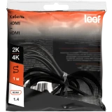 Кабель HDMI - HDMI, 1м, Leef LF-CAB-HDMI1.4-PVC-1 Black (LF-CAB-HDMI1.4-PVC-1-black)
