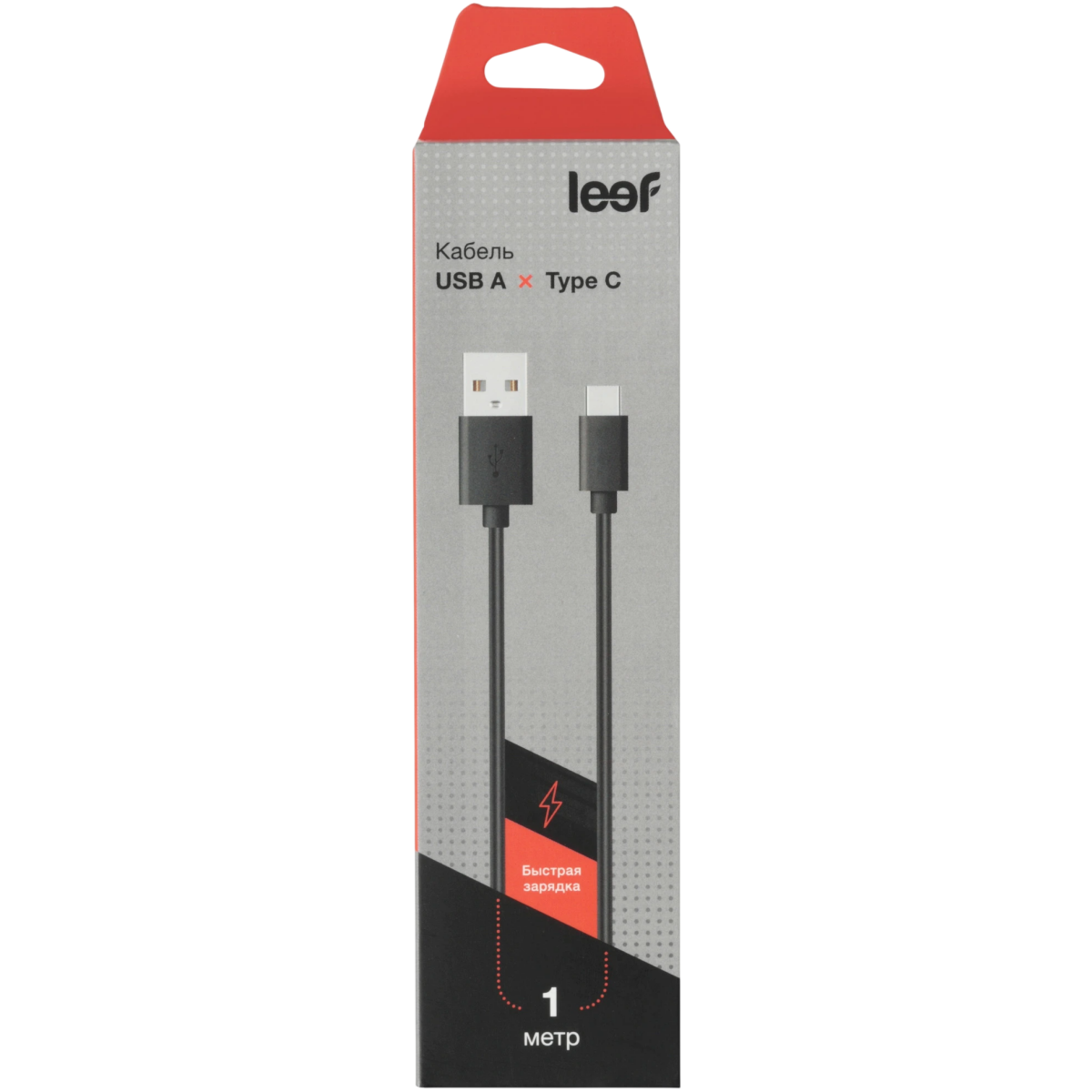 Кабель USB - USB Type-C, 1м, Leef LF-CAB02-A/C-PVC-1 Black - LF-CAB02-A/C-PVC-1-black - фото 3