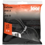 Кабель USB A (M) - USB B (M), 5м, Leef LF-CAB-A/B-PVC-5 Black (LF-CAB-A/B-PVC-5-black)