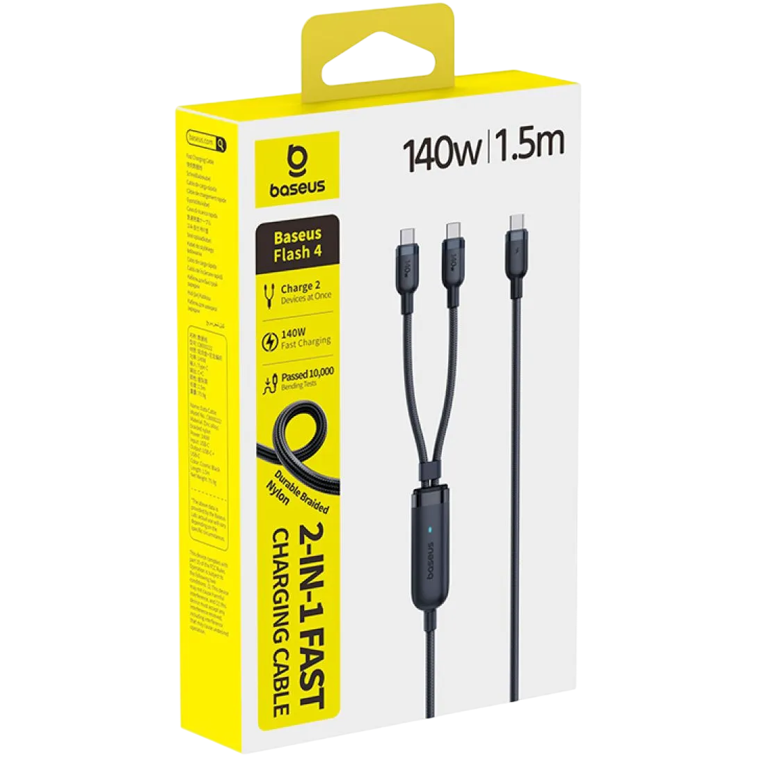 Разветвитель USB Type-C - 2x USB Type-C, 1.5м, Baseus E0426X00 - фото 4