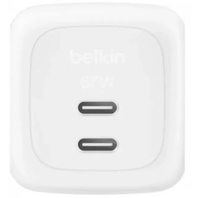 Сетевое зарядное устройство Belkin BoostCharge Pro Dual USB-C GaN 67W White - WCH020kqWH - фото 2