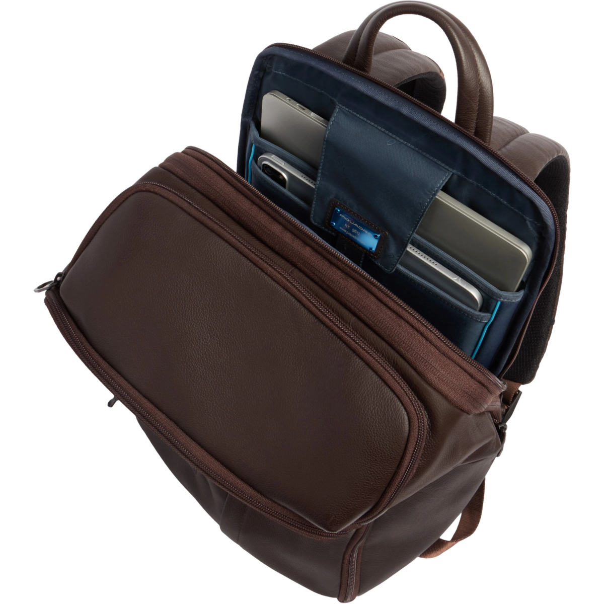 Рюкзак для ноутбука Piquadro Expandable Leather Travel Backpack 15.6" Dark Brown (CA7162W137/TM) - фото 10