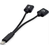 Разветвитель Lightning - 2x Lightning, KS-IS KS-355 Black