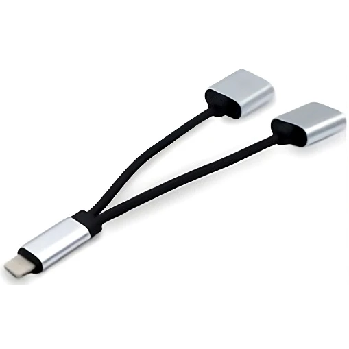 Разветвитель Lightning - 2x Lightning, KS-IS KS-355 Silver