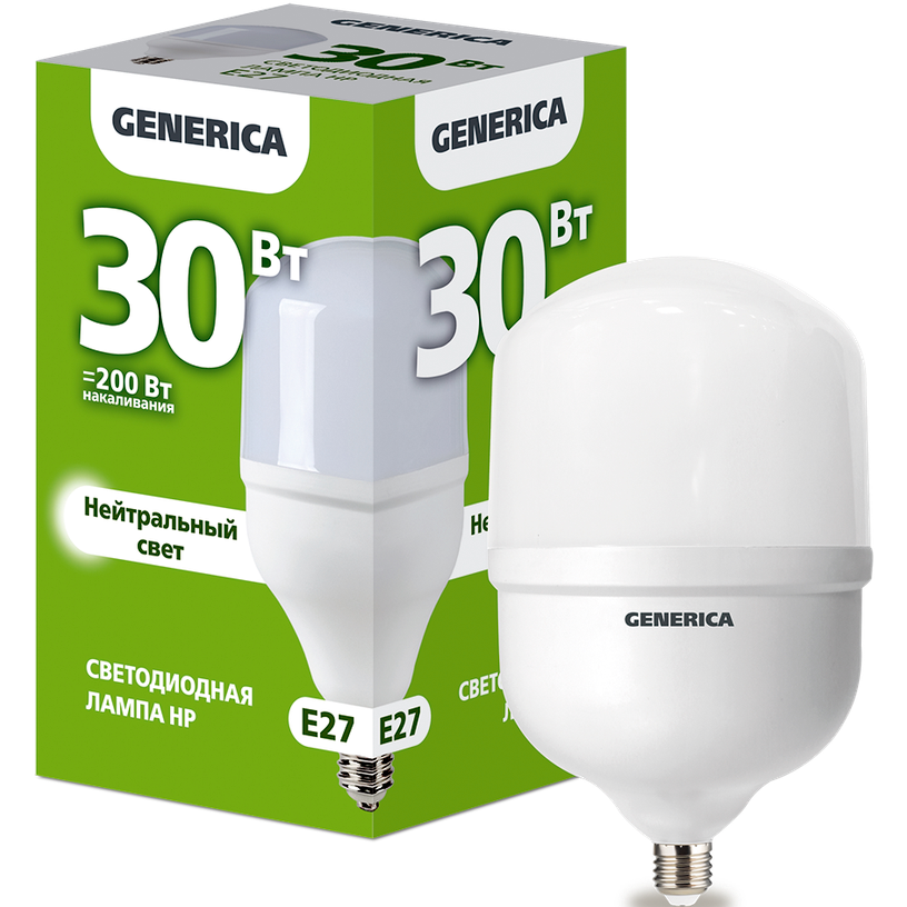 Светодиодная лампочка GENERICA LL-HP-30-230-40-E27-G (30 Вт, E27) - фото 2
