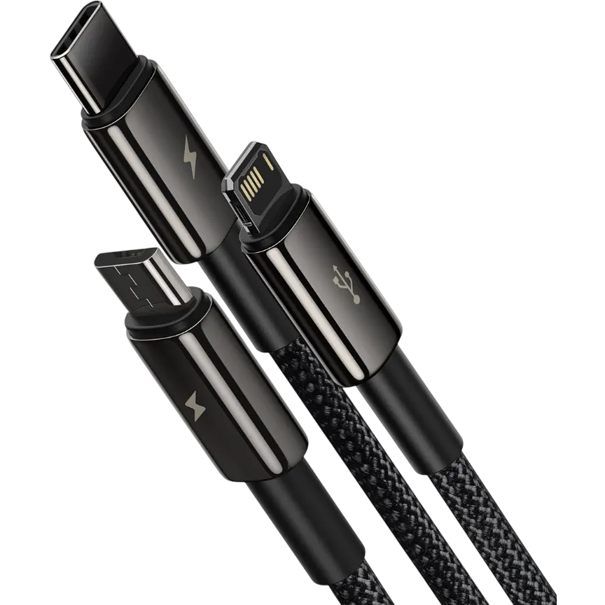 Кабель USB - microUSB/USB Type-C/Lightning, 1.5м, Baseus CAMLTWJ-01 - фото 2