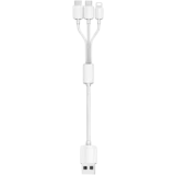 Кабель USB - microUSB/USB Type-C/Lightning, 0.2м, KS-IS KS-478W-0.2