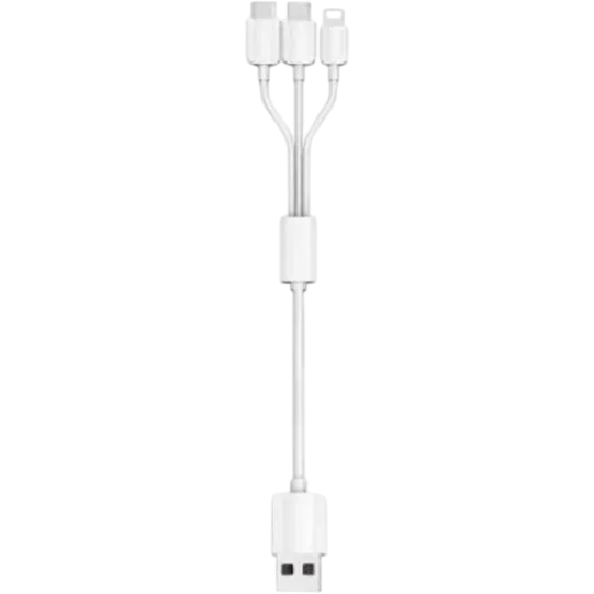 Кабель USB - microUSB/USB Type-C/Lightning, 0.2м, KS-IS KS-478W-0.2