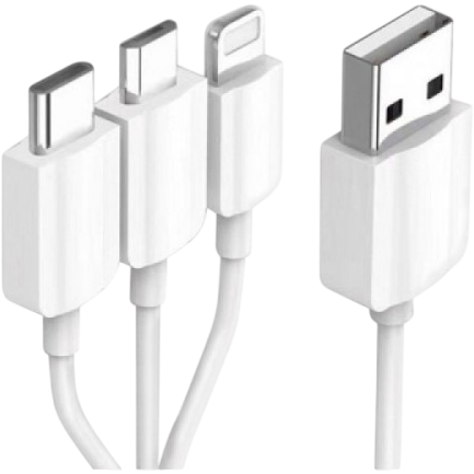 Кабель USB - microUSB/USB Type-C/Lightning, 0.2м, KS-IS KS-478W-0.2 - фото 2